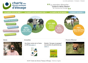 capture d'écran du site de la Charte des Bonnes Pratiques d'Elevage